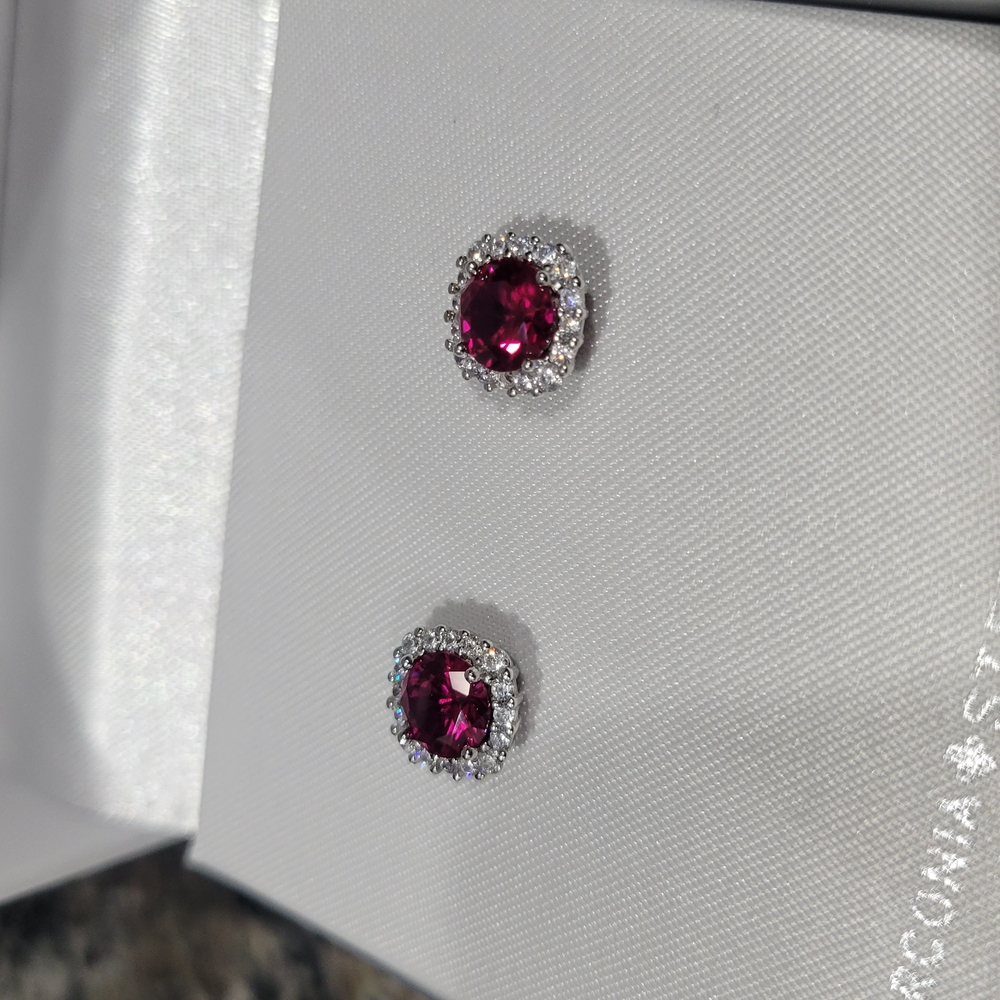 Elegant Ruby and Silver Stud Earrings